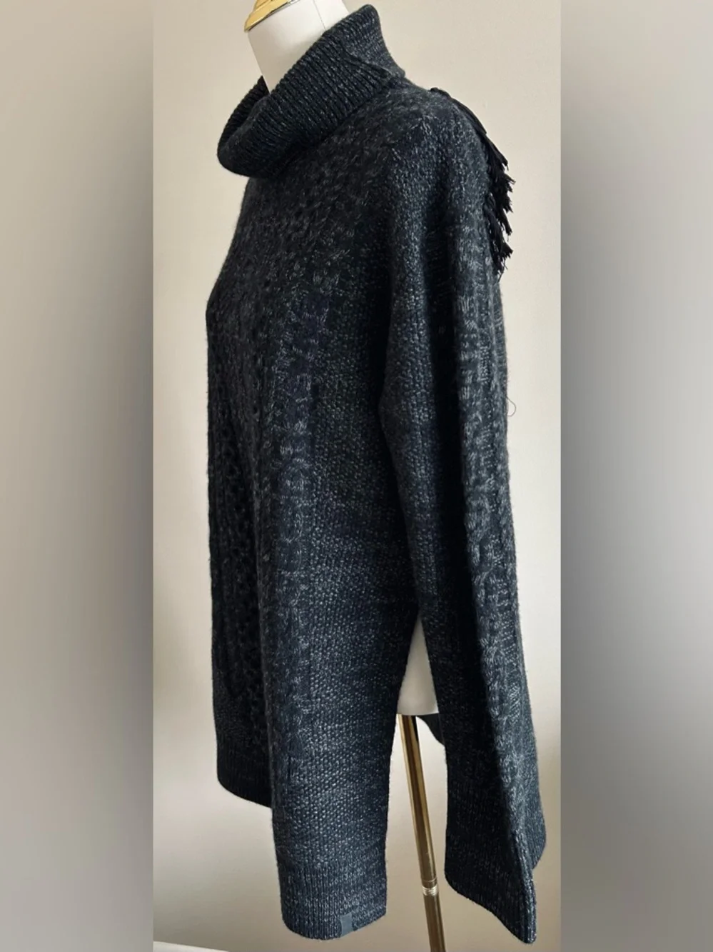 Kit and Ace 100% Cashmere/Silk Cowl Neck Charcoal Grey Pullover Sweater - Picture 3 of 12